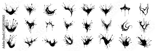ink drop splash and drip motion collection in black silhouette style