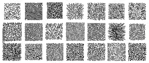 abstract organic texture tile set with hand drawn patterns