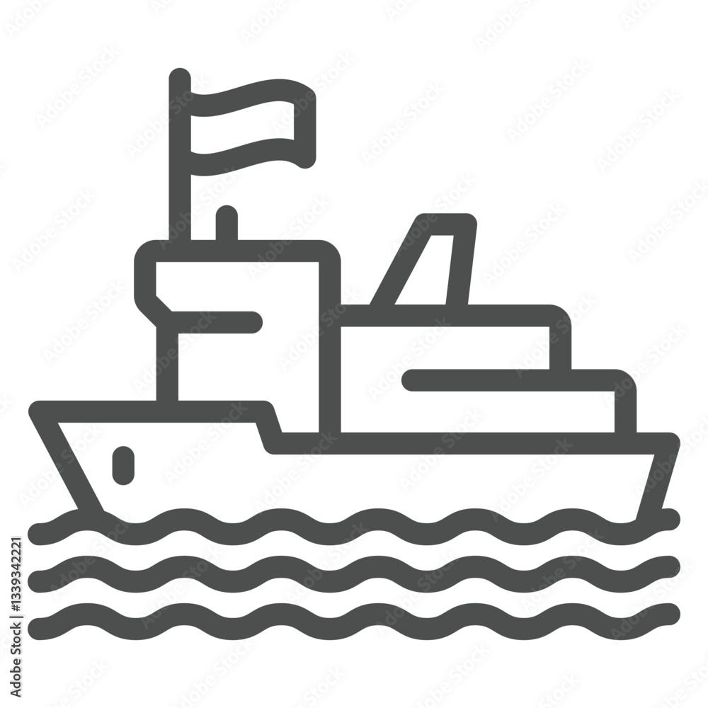 Fisher man ship line icon, fishing concept. Vector graphics. Sailor boat sign on white background, outline style icon for mobile or web design. Fisher man ship line icon, fishing concept. Vector graphics. Sailor boat sign on white background, outline style icon for mobile or web design.