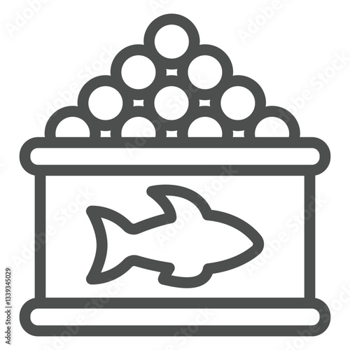 Fish roe in can line icon, fishery product concept. Vector graphics. Canned food jar sign on white background, outline style icon for mobile or web design.