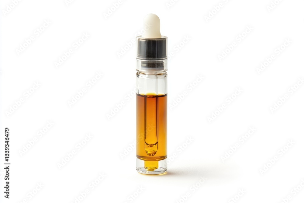 Cannabis Distillate in Cartridge for Medicinal Use. Terpenes-infused Liquid Oil from Marijuana Plants. Isolated on White Background Cannabis Distillate in Cartridge for Medicinal Use. Terpenes-infused Liquid Oil from Marijuana Plants. Isolated on White Background
