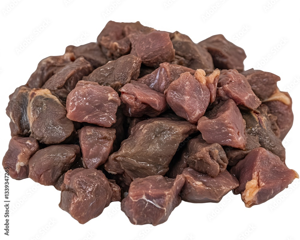 Closeup of Diced Raw Beef Cubes for Stew Recipe Closeup of Diced Raw Beef Cubes for Stew Recipe