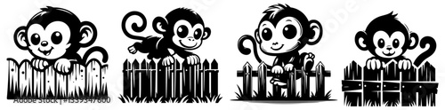 funny monkeys in comic style with playful expressions