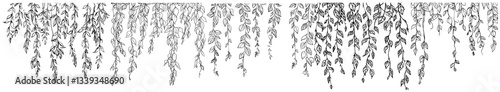 hanging vine and foliage silhouette elements set