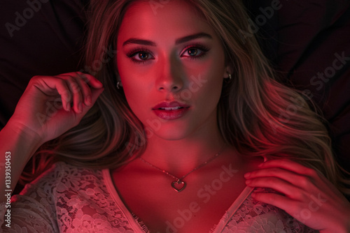 Woman looking at the camera from above.