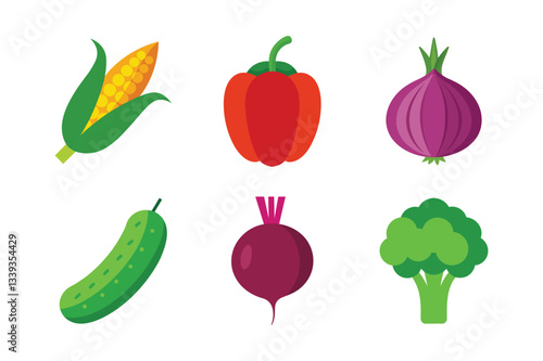A set of vegetables vector art illustration (A)