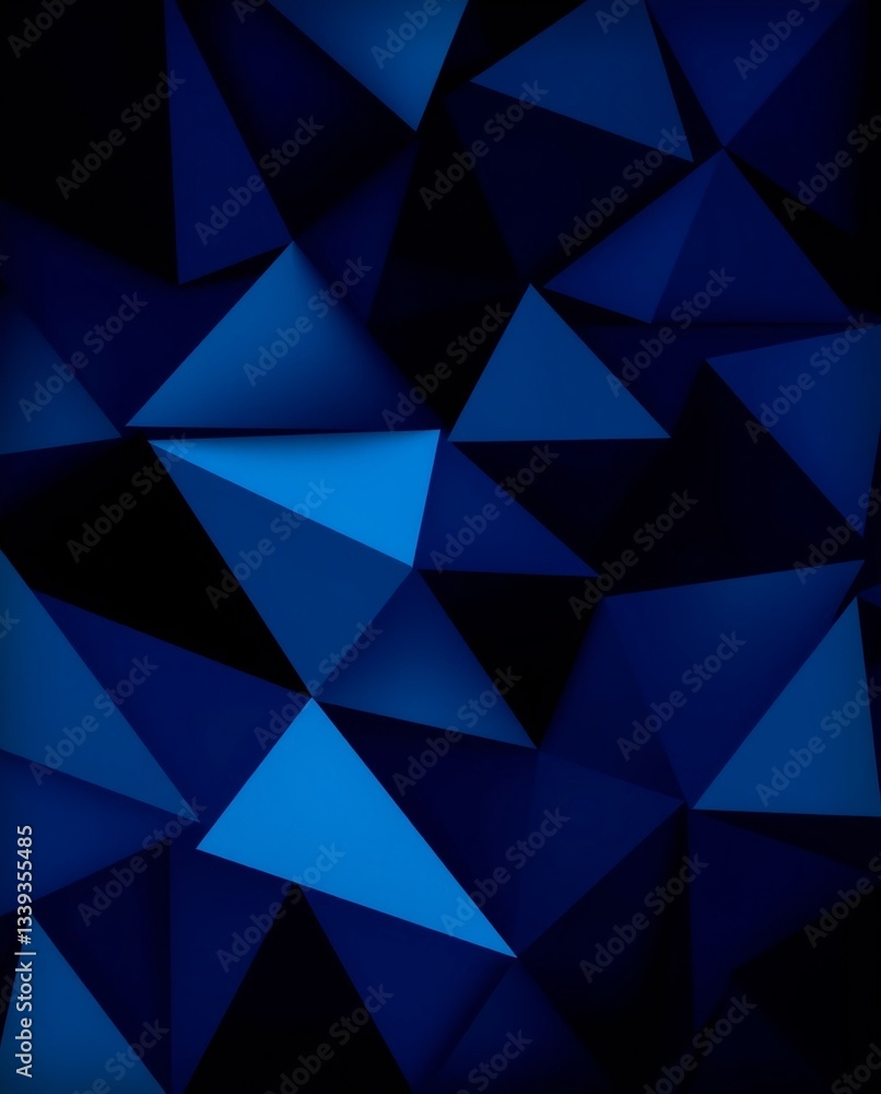 Obraz premium Abstract Blue Geometric Background Featuring Triangular Shapes