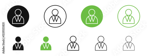Admin icons in black and green colors. vector pack