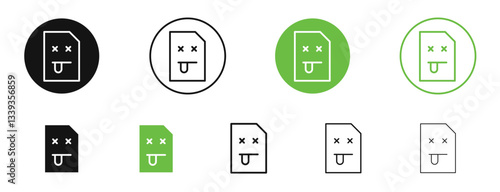 Broken Image icons in black and green colors. vector pack
