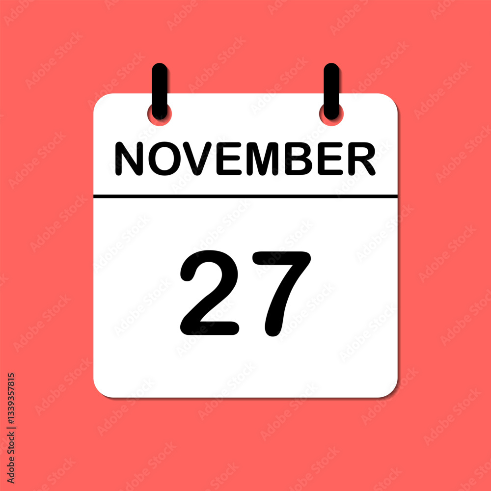 November 27. Daily Calendar icon for design. Simple design for business brochure, flyer, print media, advertisement. Easily editable. November 27. Daily Calendar icon for design. Simple design for business brochure, flyer, print media, advertisement. Easily editable.