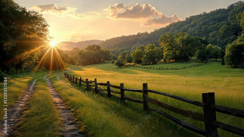 Sunset Serenity: A Rustic Countryside Path Sunset Serenity: A Rustic Countryside Path
