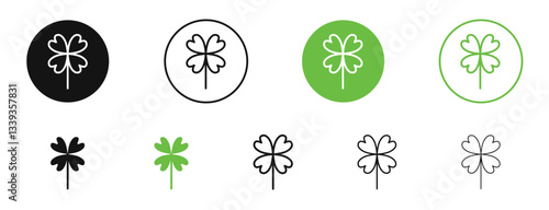 Clover icons in black and green colors. vector pack