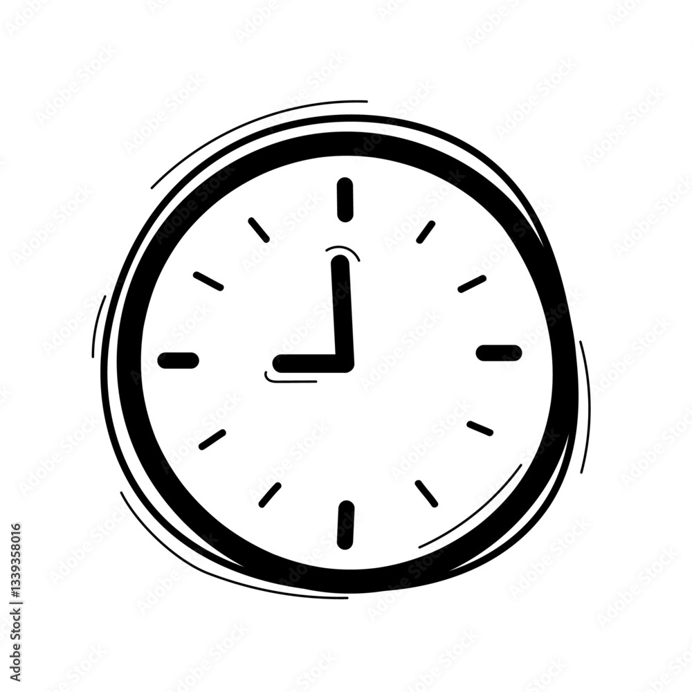 Doodle hand drawn clock vector linear icons. Doodle time illustration. Alarm clock black line drawing style Doodle hand drawn clock vector linear icons. Doodle time illustration. Alarm clock black line drawing style