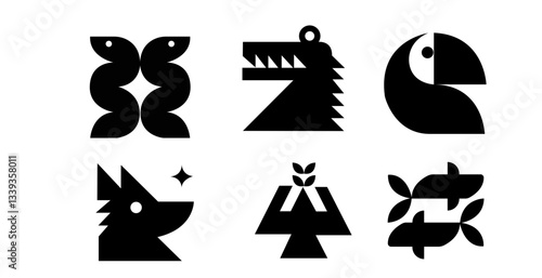 Animal toys design in black,Wild and domestic animals silhouette 
