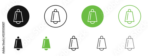 Cowbell icons in black and green colors. vector pack