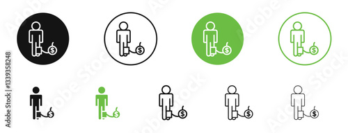 Debt icons in black and green colors. vector pack