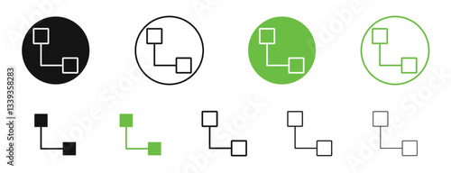 Diagram nested icons in black and green colors. vector pack