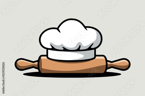Baker's hat and rolling pin, cooking concept