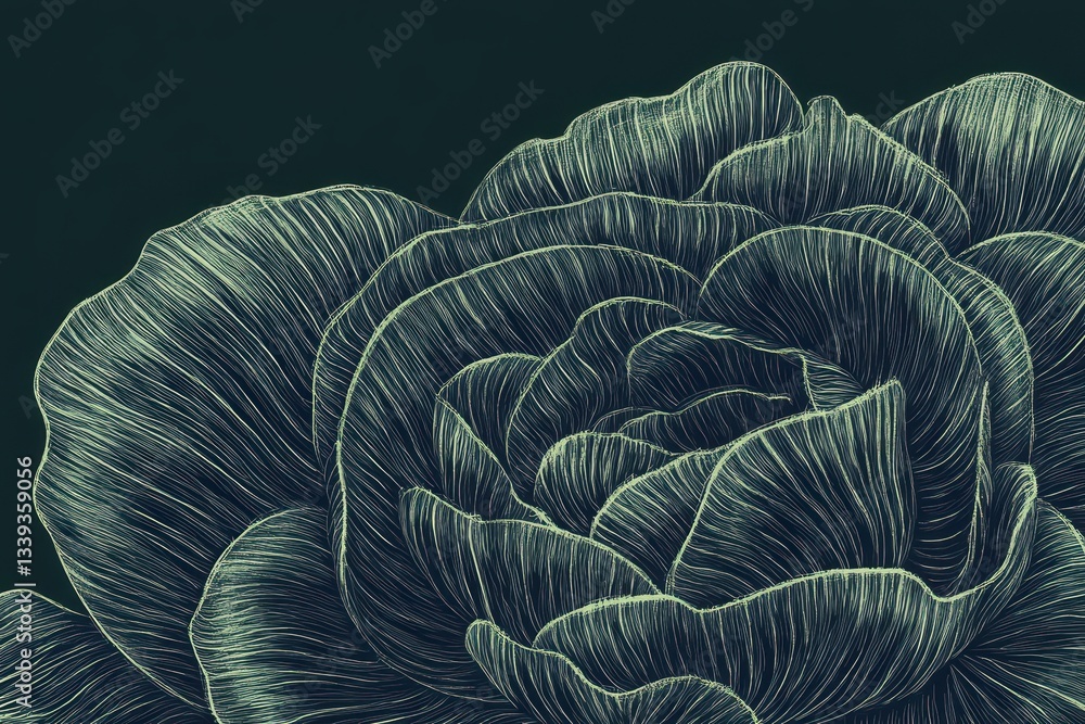 Obraz premium Detailed illustration of a blooming flower with intricate artistic patterns