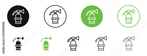 Fire extinguisher icons in black and green colors. vector pack