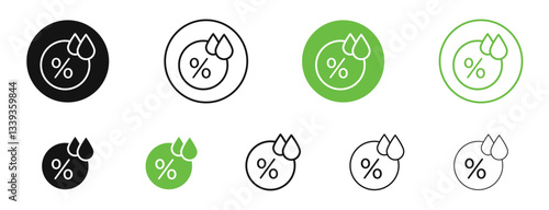 Humidity icons in black and green colors. vector pack