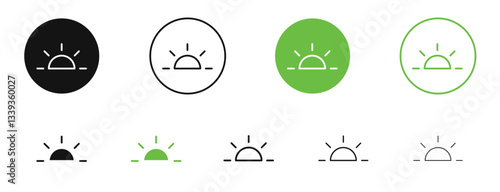 Keyboard brightness icons in black and green colors. vector pack