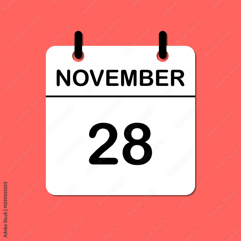November 28. Daily Calendar icon for design. Simple design for business brochure, flyer, print media, advertisement. Easily editable. November 28. Daily Calendar icon for design. Simple design for business brochure, flyer, print media, advertisement. Easily editable.