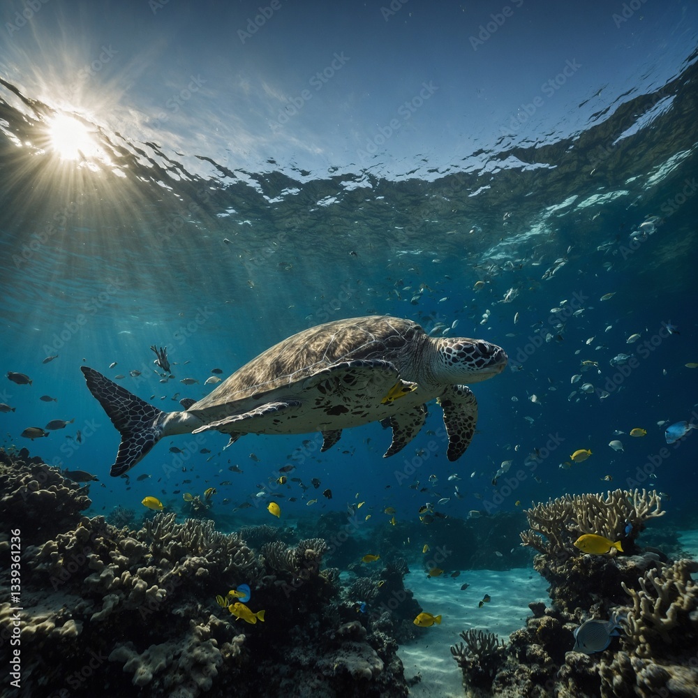 Obraz premium sea turtle swimming