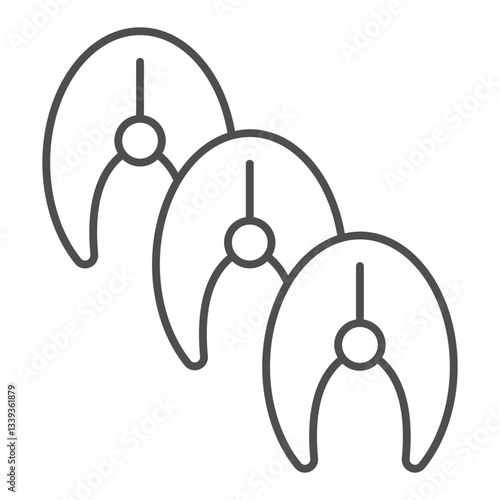 Pieces of fish fillet thin line icon, fishery cooking concept. Vector graphics. Fresh fish sign on white background, outline style icon for mobile or web design.