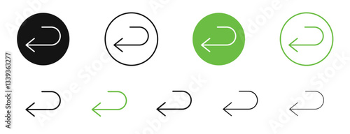 Send back icons in black and green colors. vector pack