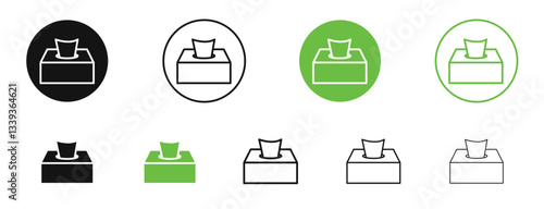 Tissue box icons in black and green colors. vector pack