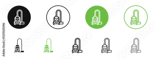 Vacuum cleaner icons in black and green colors. vector pack