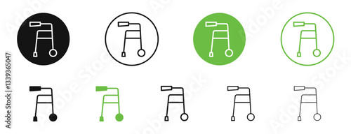 Walker icons in black and green colors. vector pack
