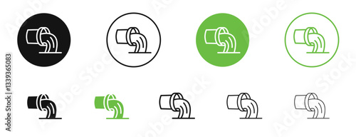 Wastewater icons in black and green colors. vector pack