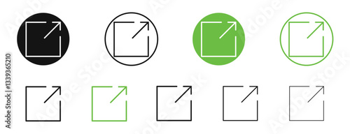 Window Maximize icons in black and green colors. vector pack