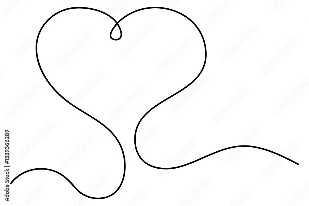 Obraz premium Heart continuous one line art drawing of heart hand drawn vector illustration 