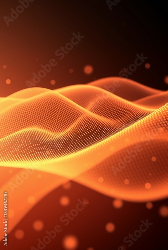 Abstract Orange Waves with Dots and Light Effects