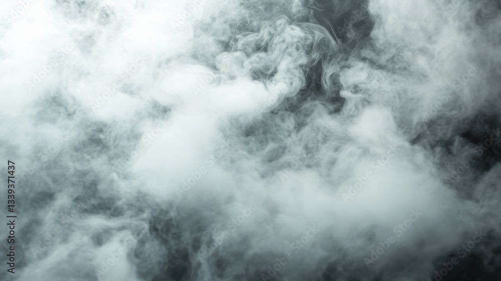 Obraz premium Low-lying mist envelops ground creating an eerie atmosphere at dawn in a secluded landscape revealing the beauty of nature's steam