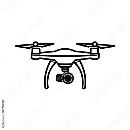 Drone: a remote-controlled flying device equipped with camera captured in a minimalist and outline ready for aerial photography or video
