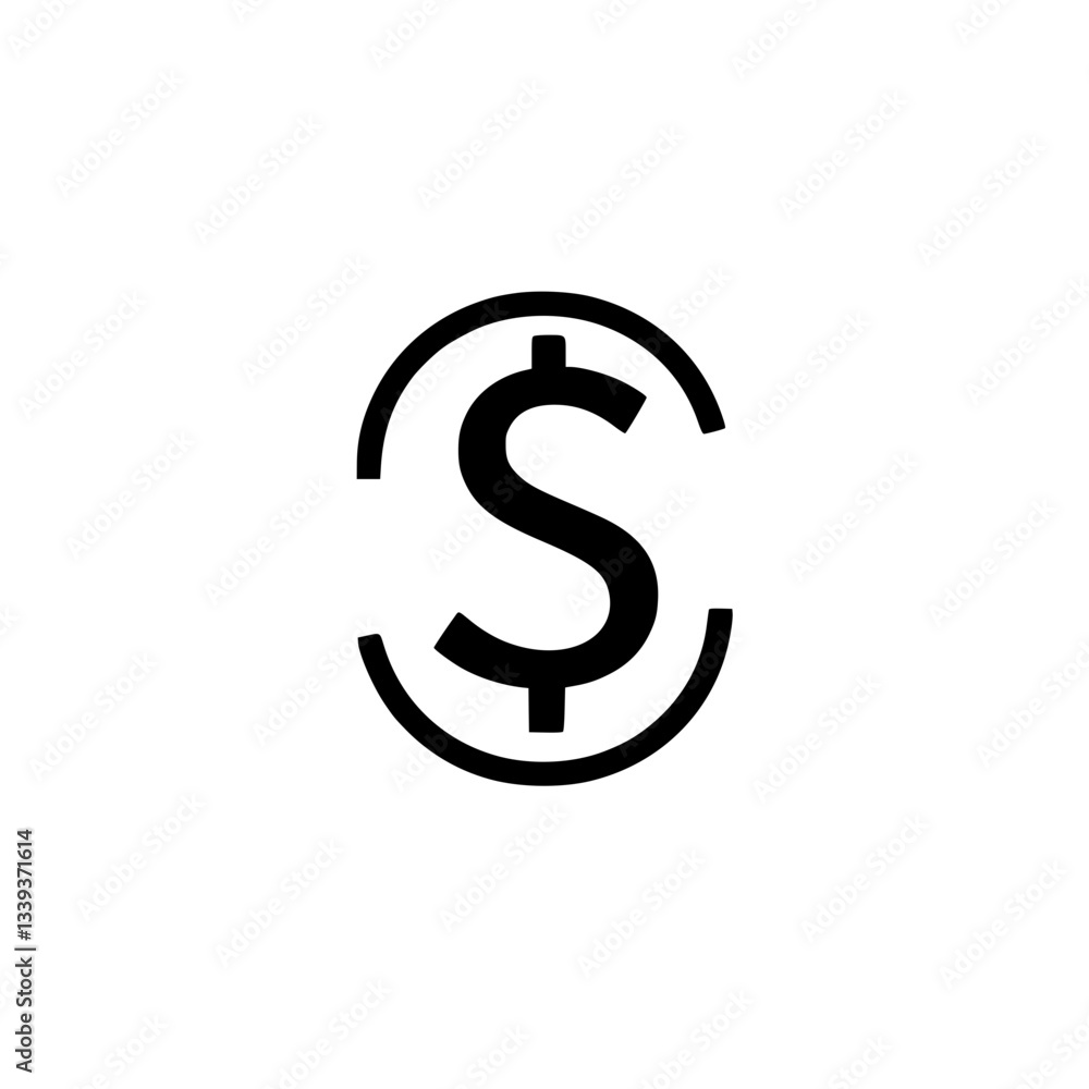 A bold dollar symbol encased in a simple circle presented in stark against a clean backdrop Minimalist financial sign A bold dollar symbol encased in a simple circle presented in stark against a clean backdrop Minimalist financial sign