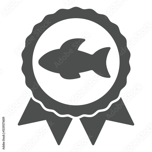 Fishing award solid icon, fishery product quality concept. Vector graphics. Fisher man sign on white background, glyph style icon for mobile or web design.