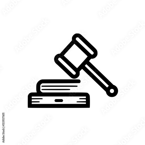 Gavel and law book illustration Symbolizing justice legal proceedings authority and rulings Perfect for law court government or justice themes