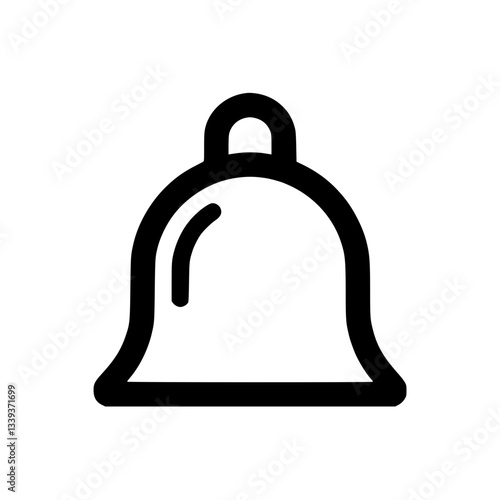 A minimalist icon of a bell with a clapper rendered in bold lines against a Simple design for notification or alert symbols