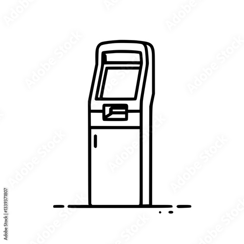 Minimalist ATM Illustration: A sleek line-art depiction of an automated teller machine Perfect for finance or tech related graphics