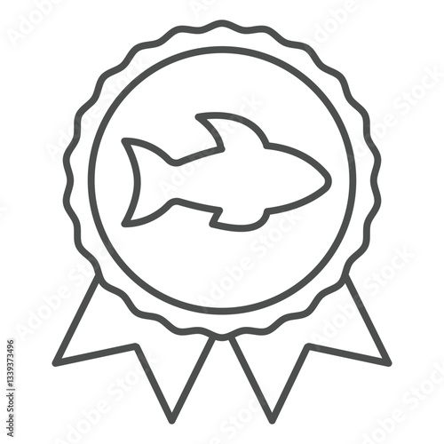 Fishing award thin line icon, fishery product quality concept. Vector graphics. Fisher man sign on white background, outline style icon for mobile or web design.
