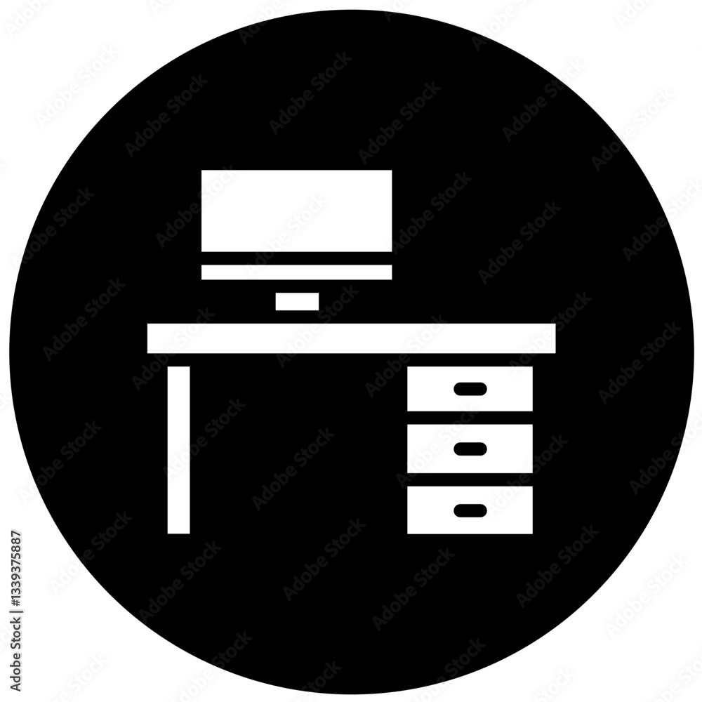 Vector Design Office Desk Icon Style Vector Design Office Desk Icon Style