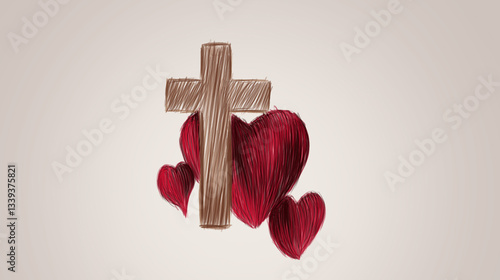 christian cross. hand drawn sketch  illustration
