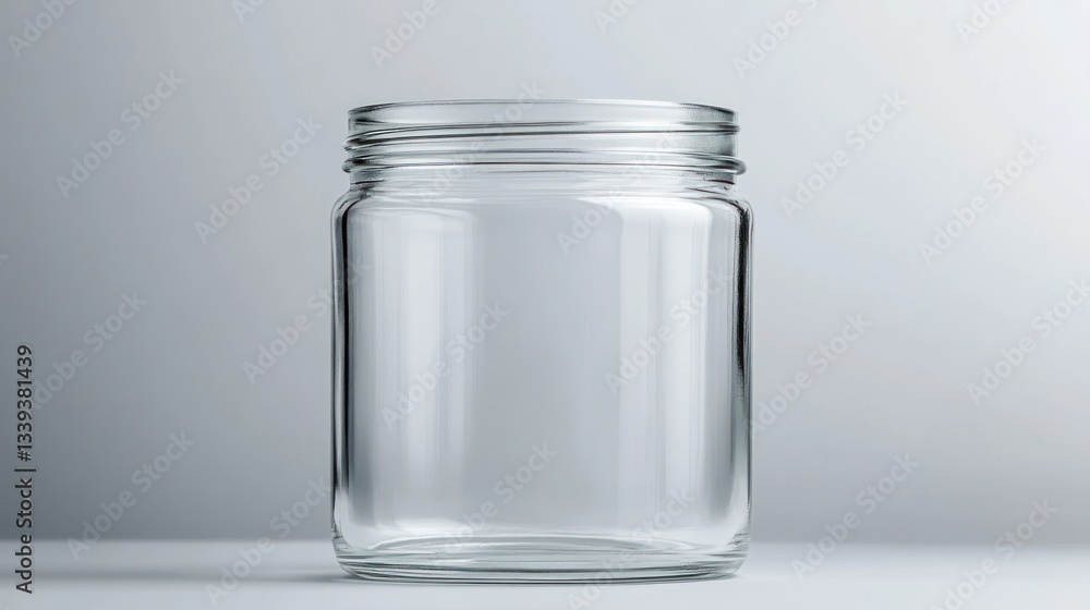 Empty Glass Jar on a Plain Background: A Clean and Simple Image Empty Glass Jar on a Plain Background: A Clean and Simple Image
