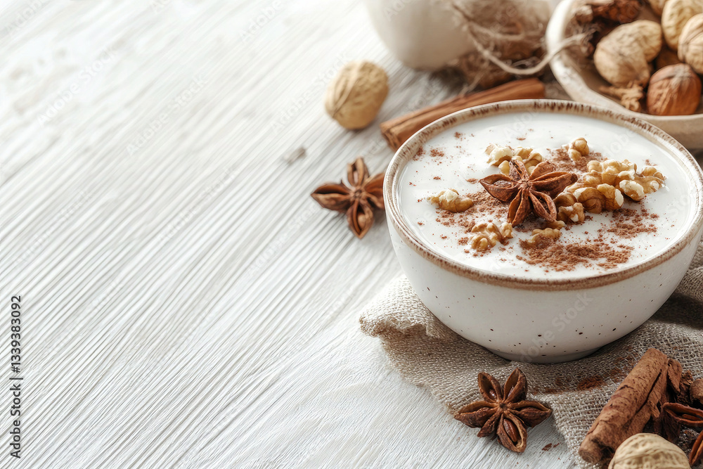 Warm Spiced Milk Drink with Walnuts and Star Anise Cozy Autumn Recipe Warm Spiced Milk Drink with Walnuts and Star Anise Cozy Autumn Recipe