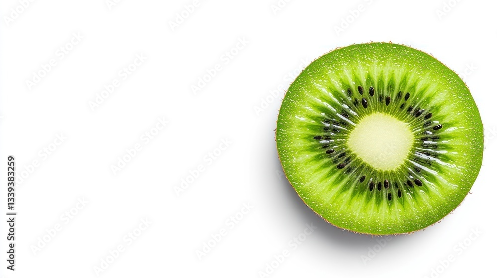 A Sliced Kiwi Fruit on a White Background